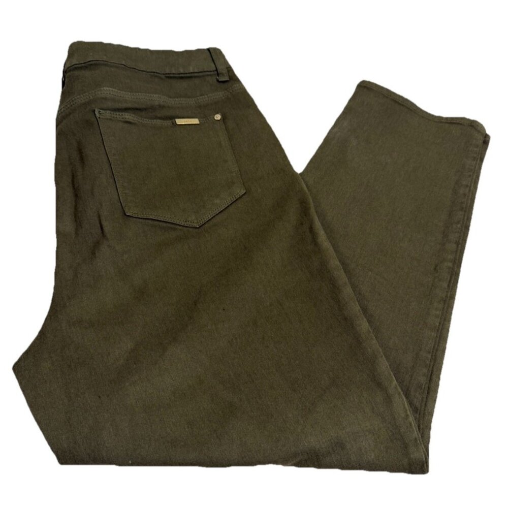 Chicos 2 (12/ Actual 34x26) So Slimming Girlfriend Ankle Pants Brown/Green EUC